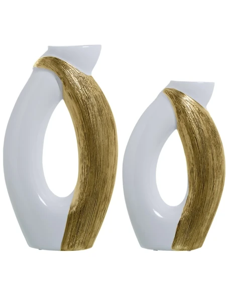 Camacho - Ceramic Vase - White / Gold
