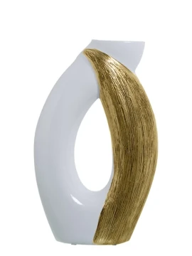 Camacho - Ceramic Vase - White / Gold