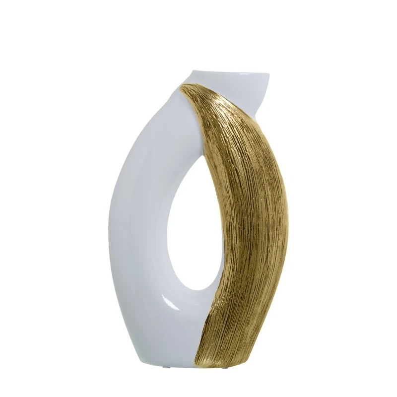 Camacho - Ceramic Vase - White / Gold