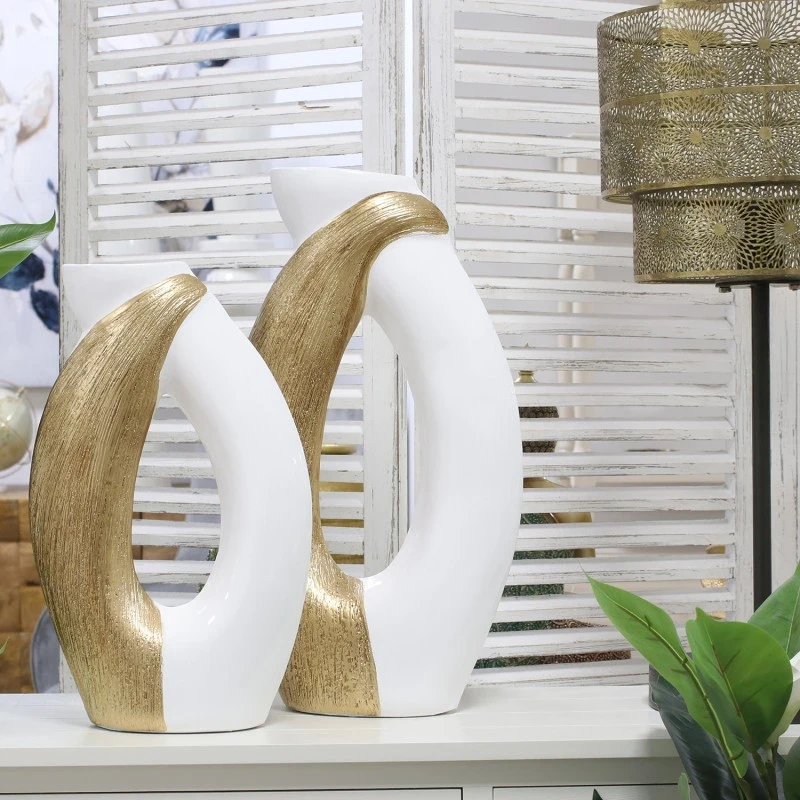 Camacho - Ceramic Vase - White / Gold
