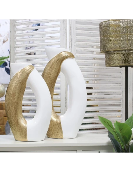 Camacho - Ceramic Vase - White / Gold