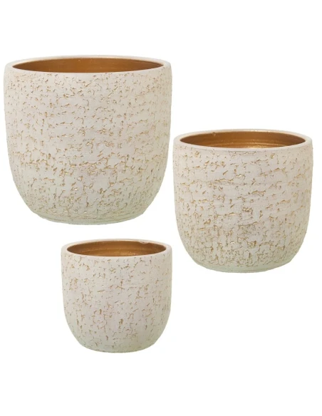 Camacho - Portavaso Screpolato in Ceramica - Bianco / Oro