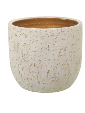 Camacho - Portavaso Screpolato in Ceramica - Bianco / Oro