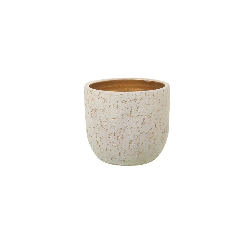 Camacho - Cracked Ceramic Planter - White / Gold