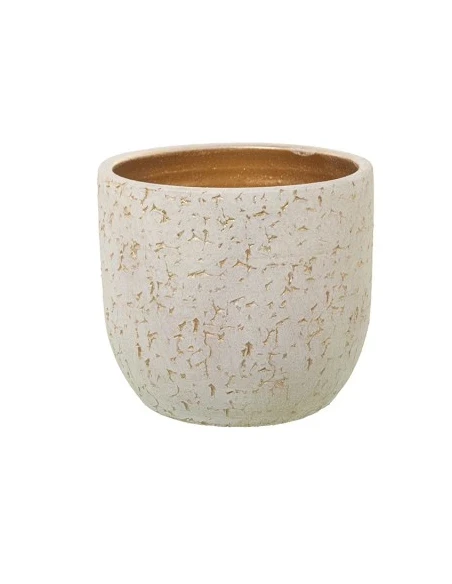 Camacho - Cracked Ceramic Planter - White / Gold