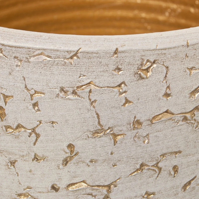 Camacho - Portavaso Screpolato in Ceramica - Bianco / Oro