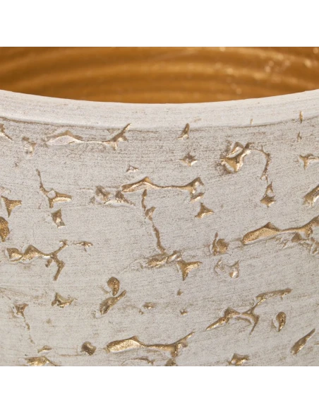 Camacho - Portavaso Screpolato in Ceramica - Bianco / Oro