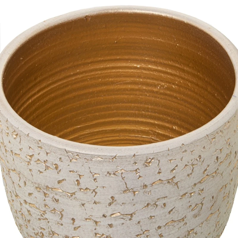 Camacho - Cracked Ceramic Planter - White / Gold