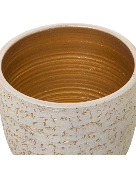 Camacho - Portavaso Screpolato in Ceramica - Bianco / Oro