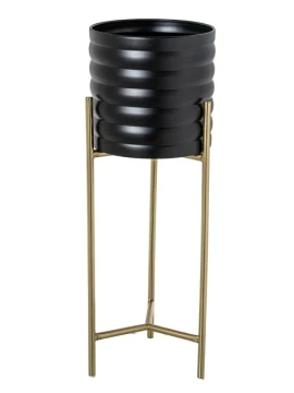 Camacho - Fioriera in Metallo con Gambe - Nero / Oro