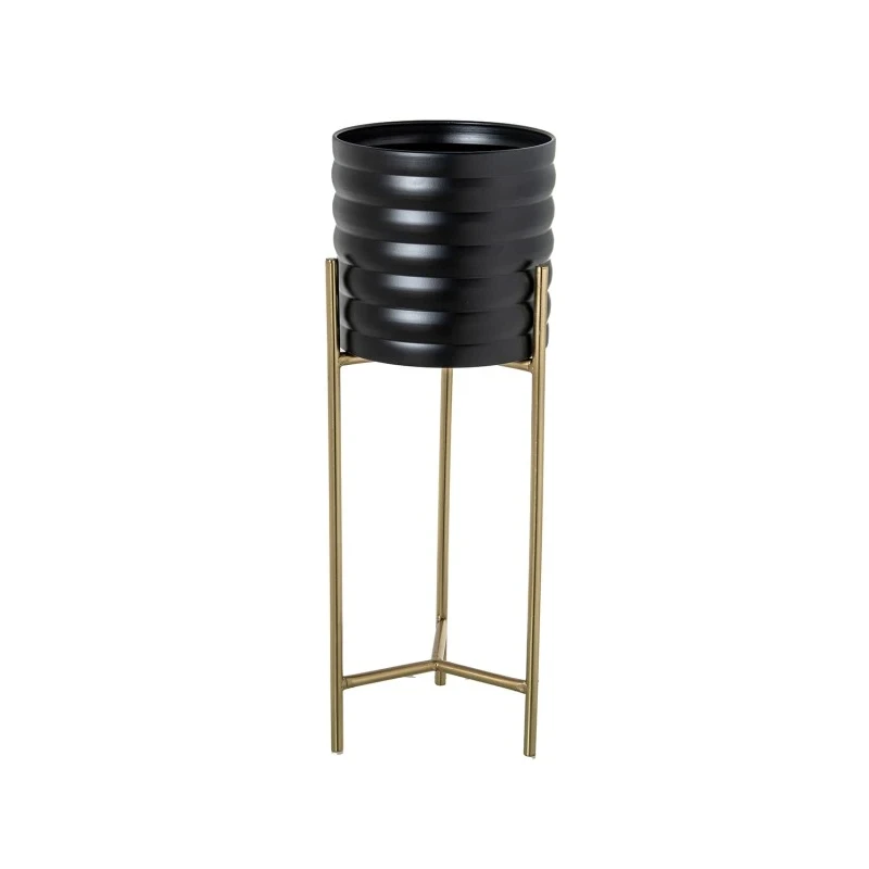 Camacho - Fioriera in Metallo con Gambe - Nero / Oro