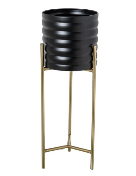 Camacho - Fioriera in Metallo con Gambe - Nero / Oro