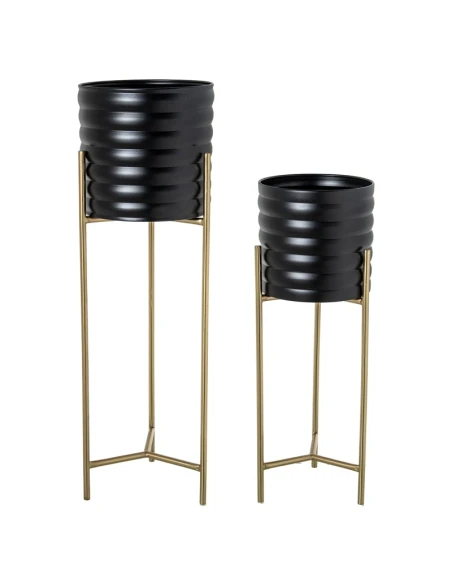 Camacho - Metal Planter with Legs - Black / Gold