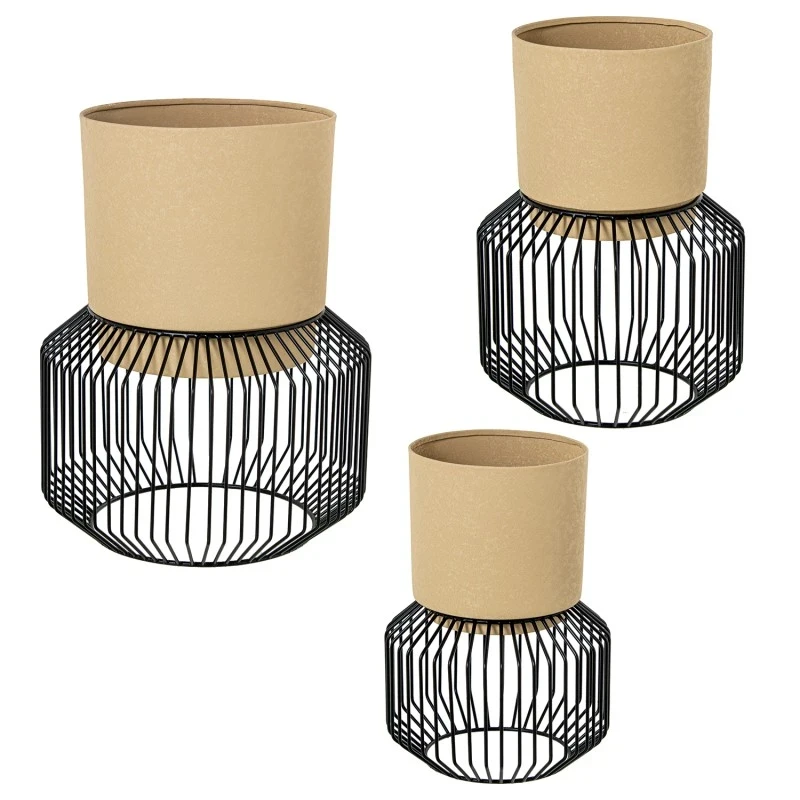 Camacho - Beige Planter - Black Metal Base