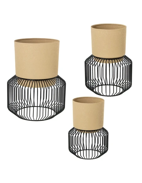Camacho - Fioriera Beige - Base in Metallo Nero