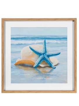 Camacho - Quadro su Tela con Cornice in Legno Naturale - Stella Marina