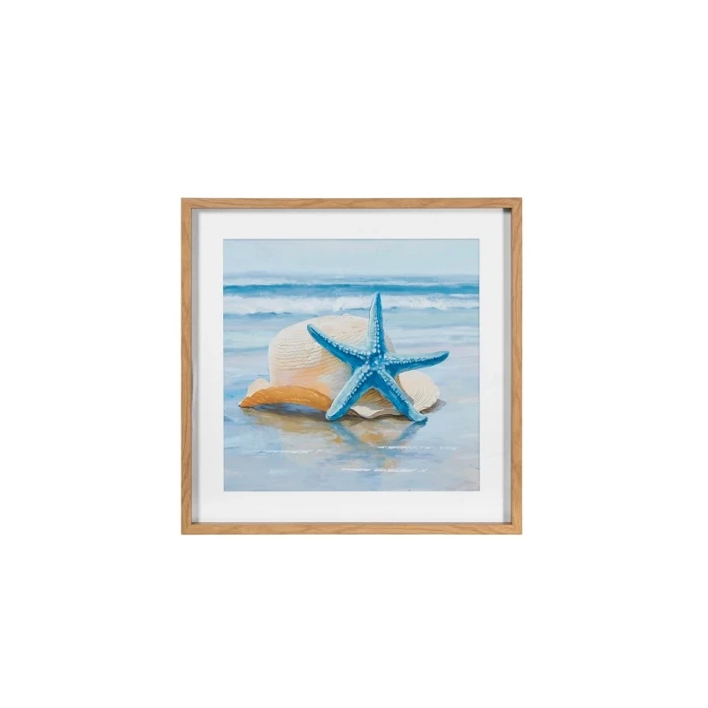 Camacho - Canvas Painting with Natural Wood Frame - Starfish