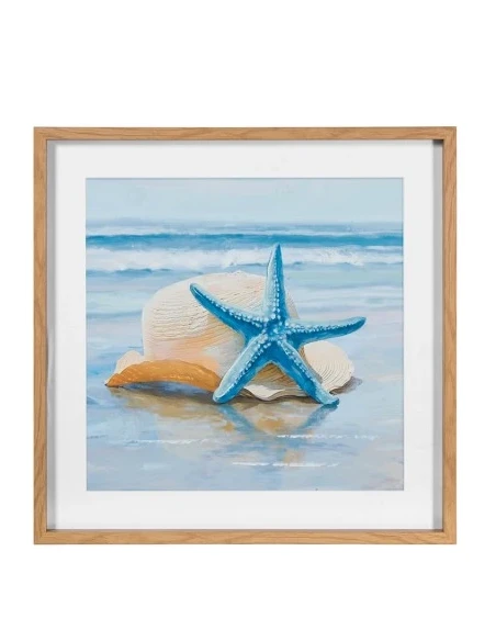 Camacho - Canvas Painting with Natural Wood Frame - Starfish