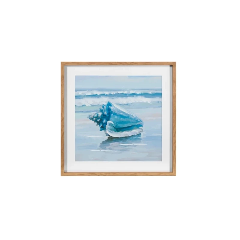 Camacho - Canvas Painting with Natural Wood Frame - Shell