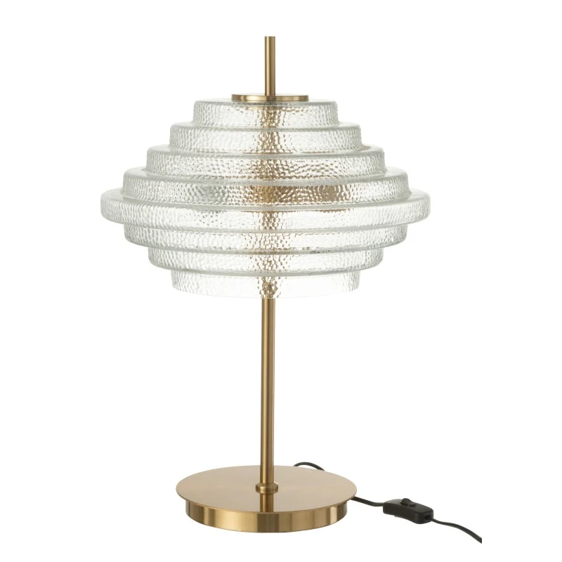 J-Line - Lampada da Tavolo in Metallo e Vetro Trasparente - H 36 cm