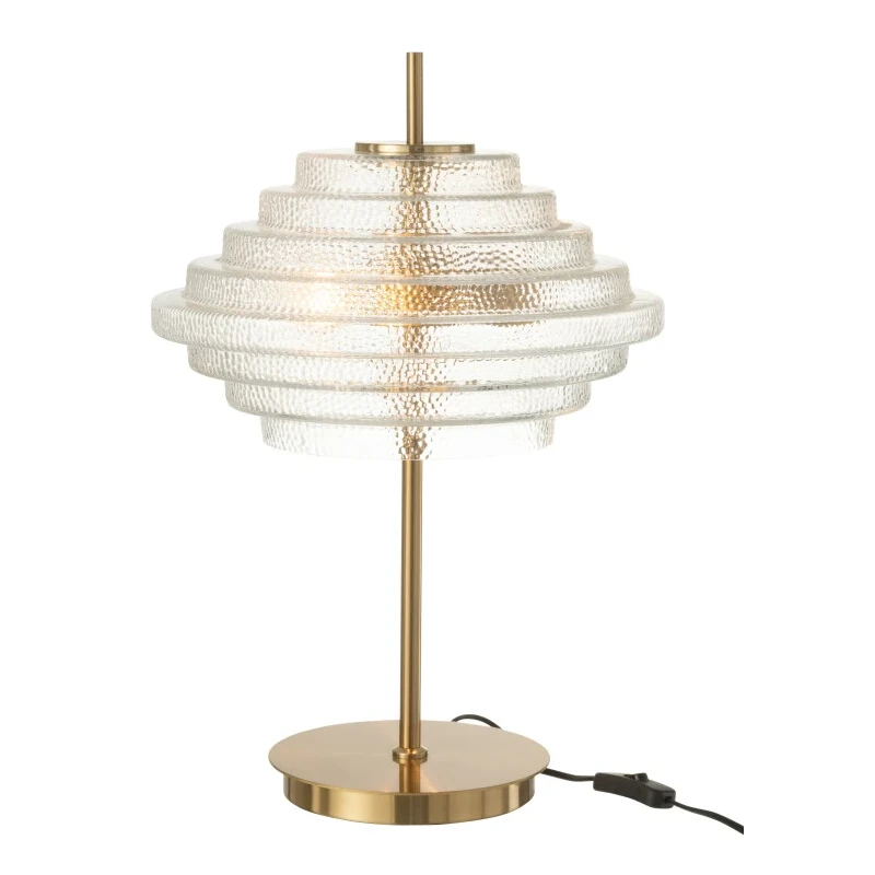 J-Line - Lampada da Tavolo in Metallo e Vetro Trasparente - H 36 cm