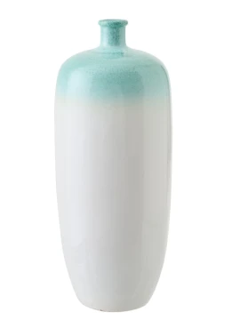 J-Line - Ceramic Floor Vase - Mint Green / White