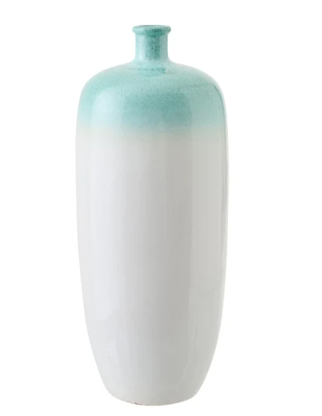 J-Line - Vaso da Terra in Ceramica - Verde Menta / Bianco
