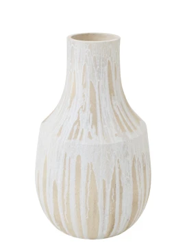 J-Line - Ceramic Floor Vase - White / Light Beige