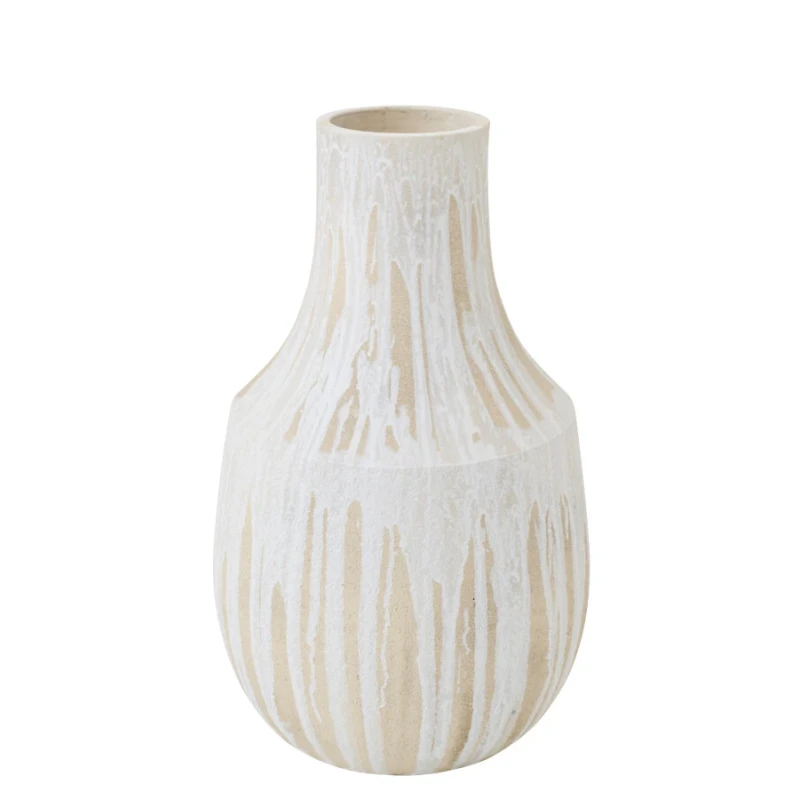 J-Line - Ceramic Floor Vase - White / Light Beige