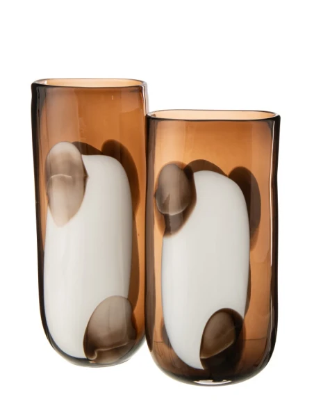 J-Line - Mona Glass Vase - Clear / Brown