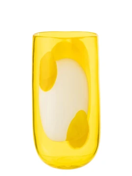 J-Line - Vaso Mona in Vetro - Trasparente / Giallo
