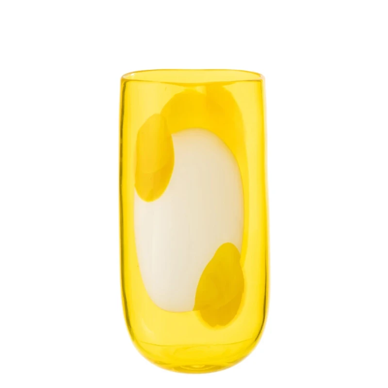 J-Line - Vaso Mona in Vetro - Trasparente / Giallo