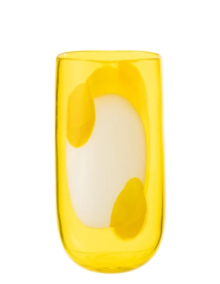 J-Line - Vaso Mona in Vetro - Trasparente / Giallo