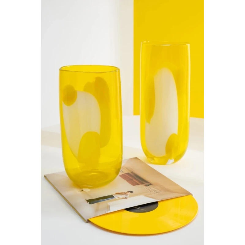 J-Line - Mona Glass Vase - Clear / Yellow