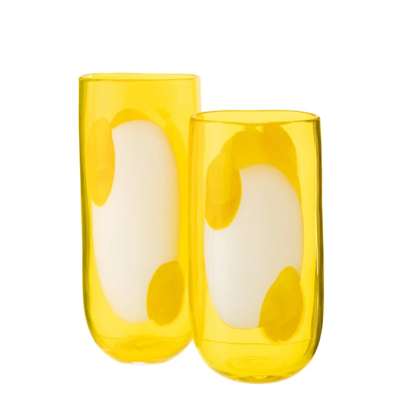 J-Line - Vaso Mona in Vetro - Trasparente / Giallo