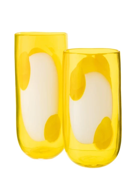 J-Line - Mona Glass Vase - Clear / Yellow