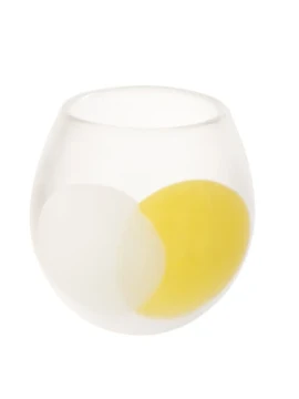 J-Line - Glass Ball Candle Holder - White / Yellow