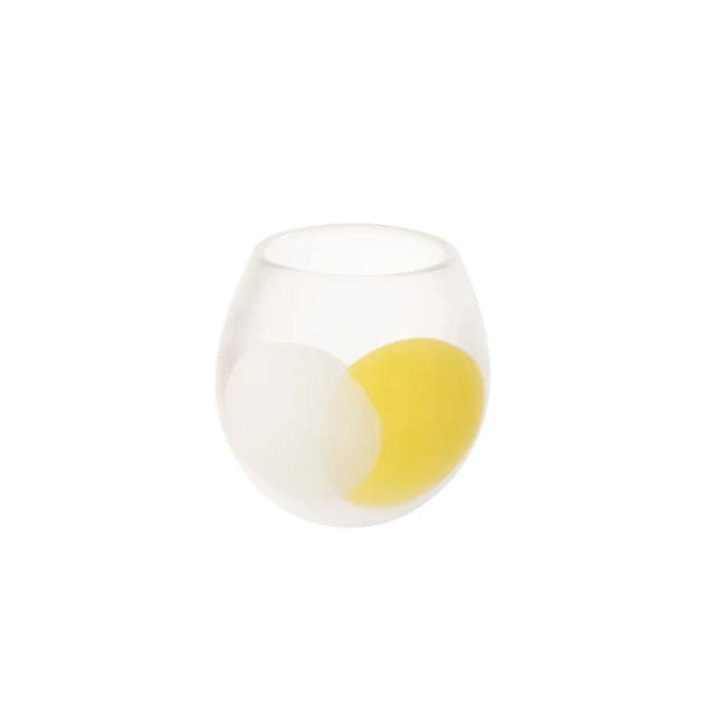 J-Line - Glass Ball Candle Holder - White / Yellow