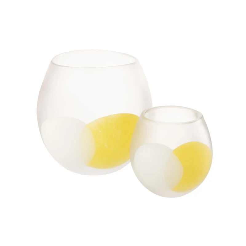 J-Line - Glass Ball Candle Holder - White / Yellow