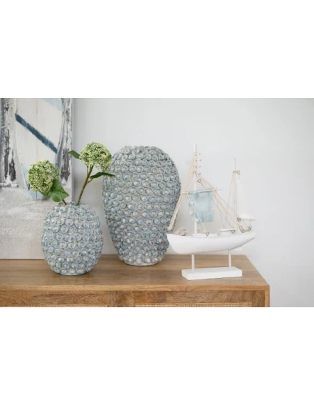 J-Line - Vaso Milan in Ceramica - Blu Chiaro