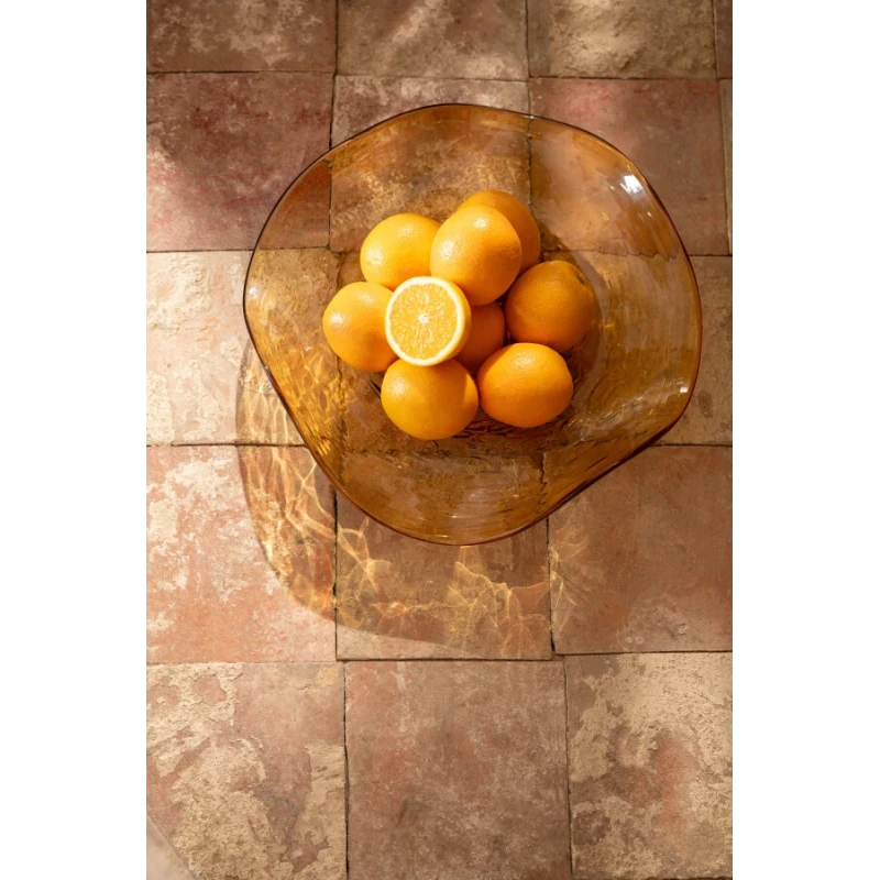 J-Line - Irregular Decorative Glass Bowl - Caramel