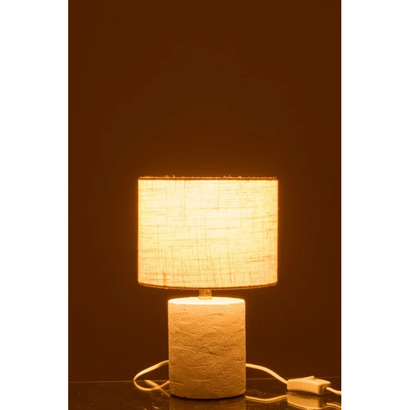 J-Line - Lampada da Tavolo Pierre in Ceramica - Bianco / Ecru