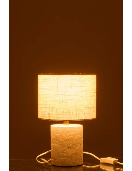 J-Line - Lampada da Tavolo Pierre in Ceramica - Bianco / Ecru