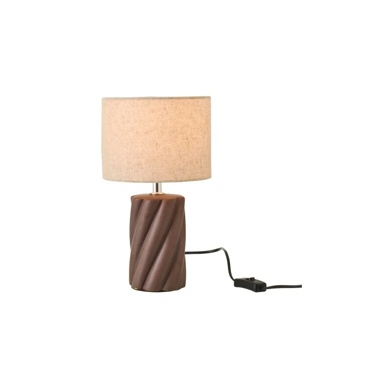 J-Line - Lampada da Tavolo Vortice in Ceramica - Marrone Scuro / Naturale