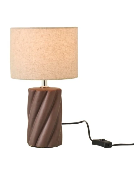 J-Line - Lampada da Tavolo Vortice in Ceramica - Marrone Scuro / Naturale