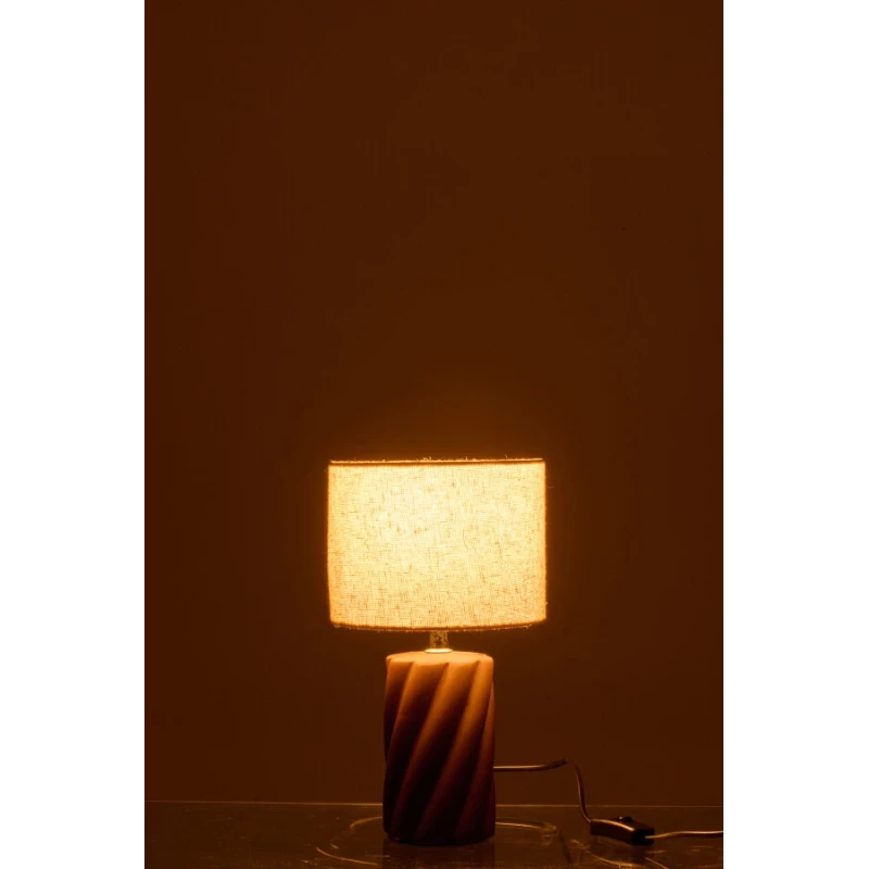 J-Line - Vortex Ceramic Table Lamp - Dark Brown / Natural