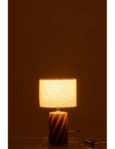 J-Line - Vortex Ceramic Table Lamp - Dark Brown / Natural
