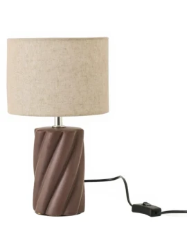 J-Line - Lampada da Tavolo Vortice in Ceramica - Marrone Scuro / Naturale
