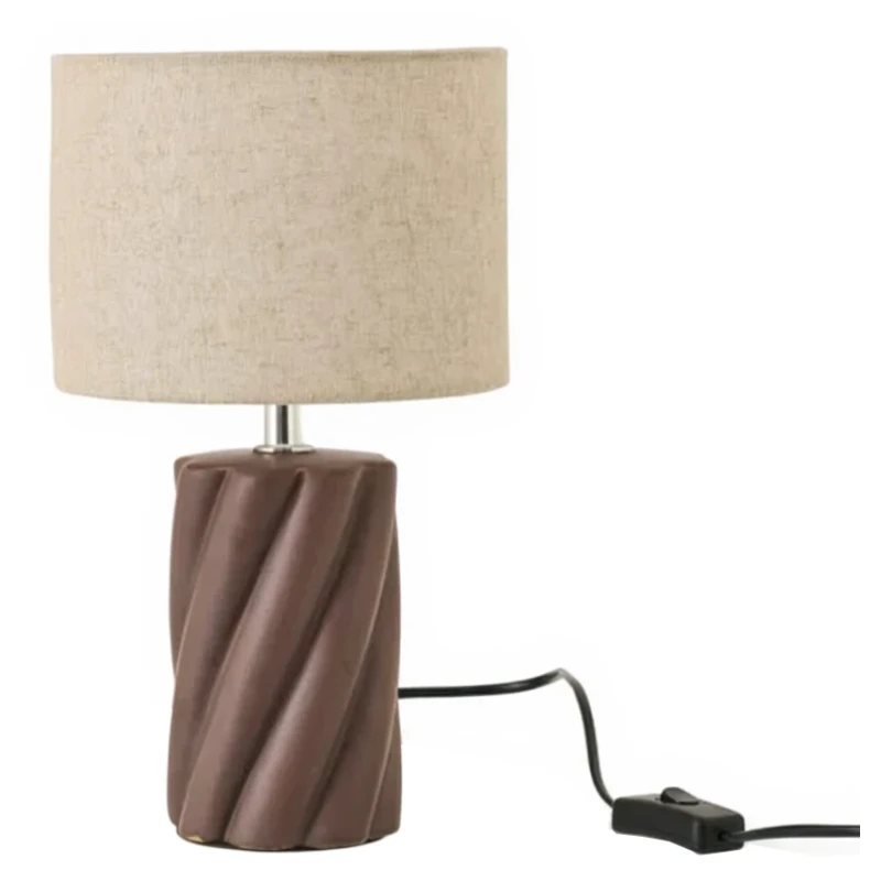 J-Line - Vortex Ceramic Table Lamp - Dark Brown / Natural