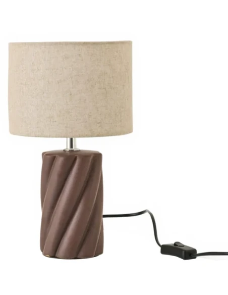 J-Line - Vortex Ceramic Table Lamp - Dark Brown / Natural